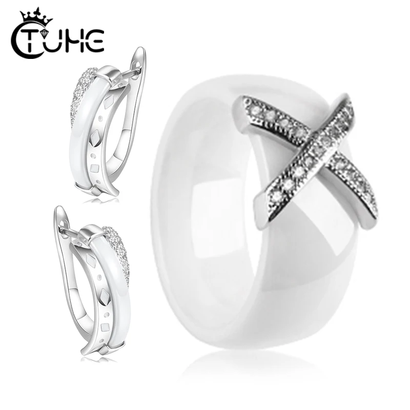 Комплект из кольца и серёг с кристаллами|Ювелирные наборы| |