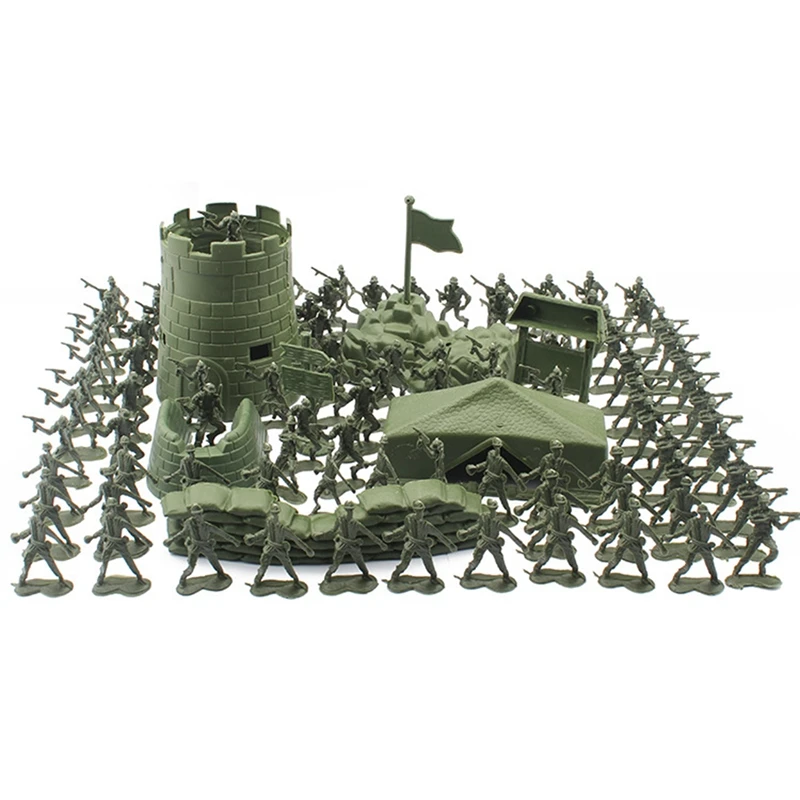

100Pcs 4cm Soldiers Action Figures and Accessories Model Set,Soldiers Figurine Sand Table Model Toys for Children