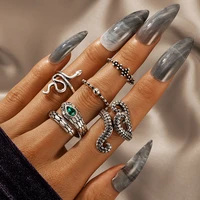 hi man 5pcsset vintage snake octopus tentacle geometric ring women personality hip hop party jewelry accessories