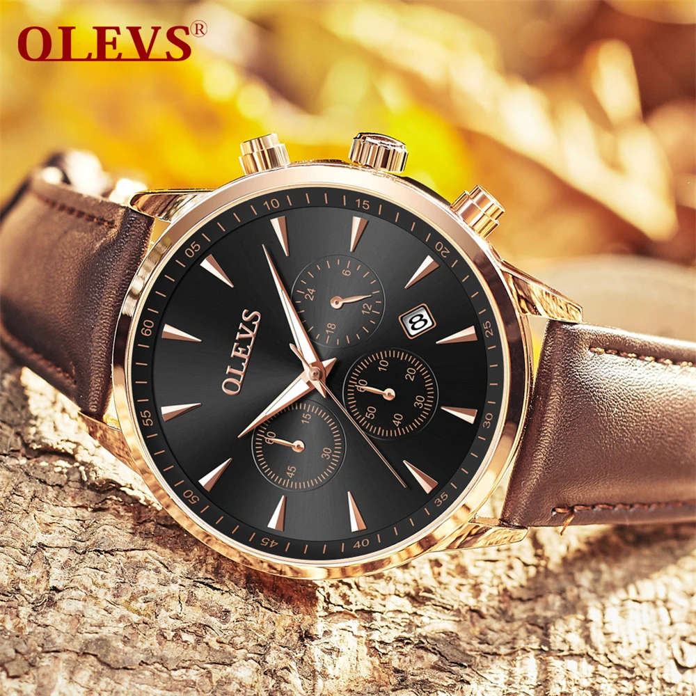 

2020 Best Sellers Men's Watch Luxury Chronograph Clock Leather Band Sport Watches for Men Quartz Wristwatches Free Shiping