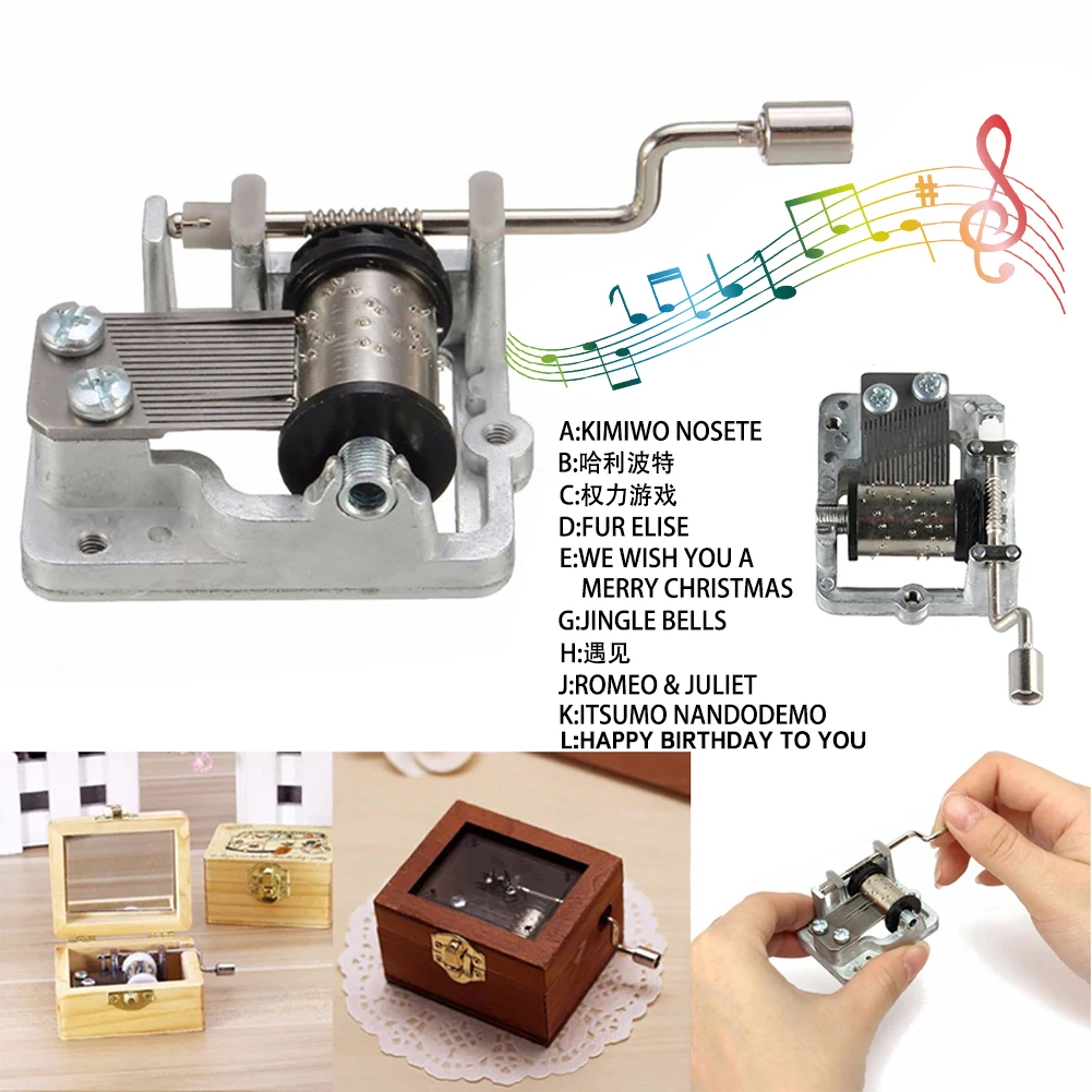 

HOT Mini Music Box Hand Cranking Music Movement Transparent DIY Music Box For Christmas Gift Merry Christmas A Variety Of Music