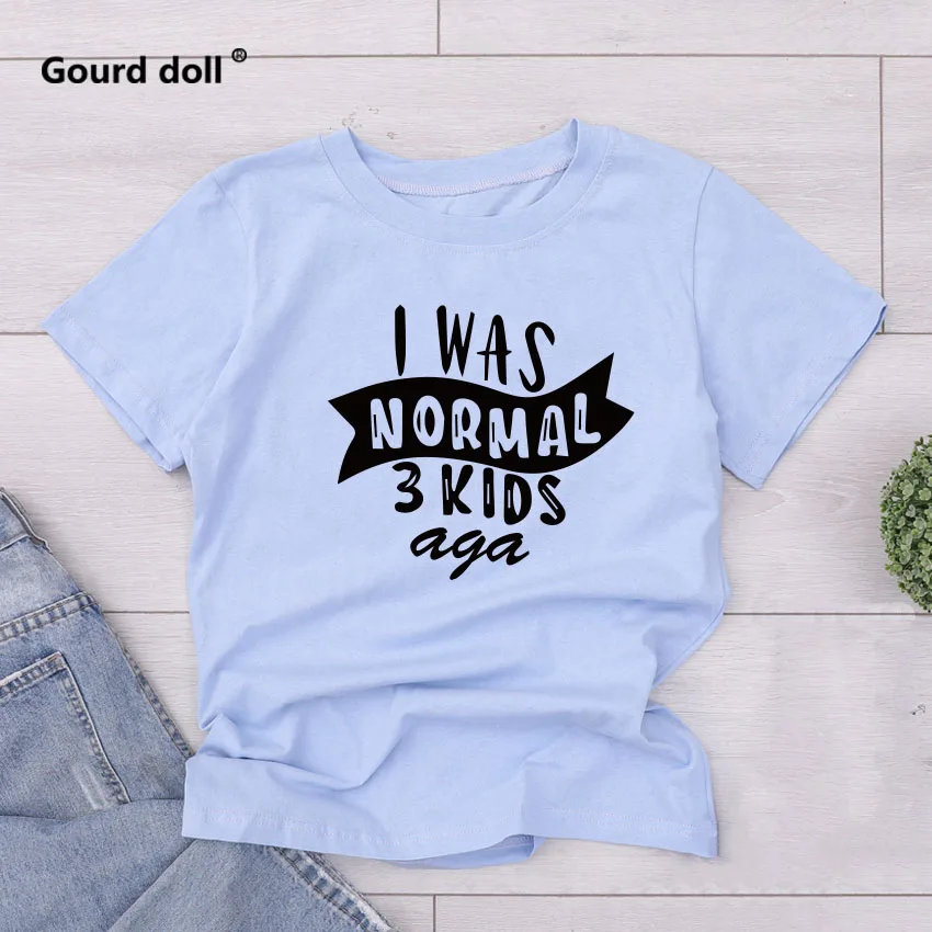 Футболка из хлопка с надписью «I Was Normal 3 Kids Ago», забавные женские футболки с надписью «Mom Life», женская футболка на день матери, футболка с буквенным принтом