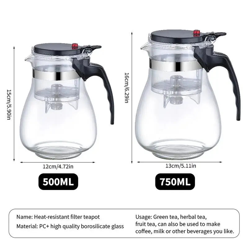 

350ml Heat Resistant Glass Teapot With Filter Infuser Chinese Kung Fu Tea Puer Kettle Glass Maker Office Tea Pot Kitchen Gadgets