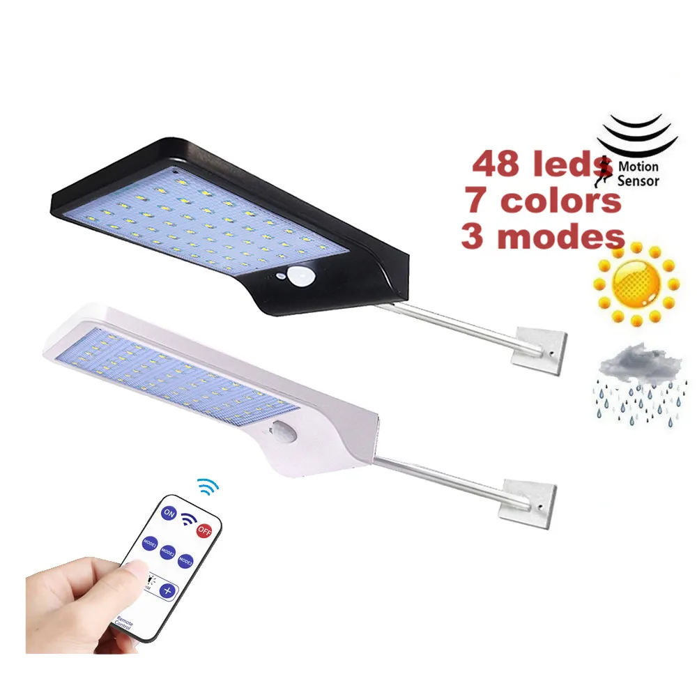 Открытый 48 светодиодный солнечный светильник движения PIR Сенсор настенный