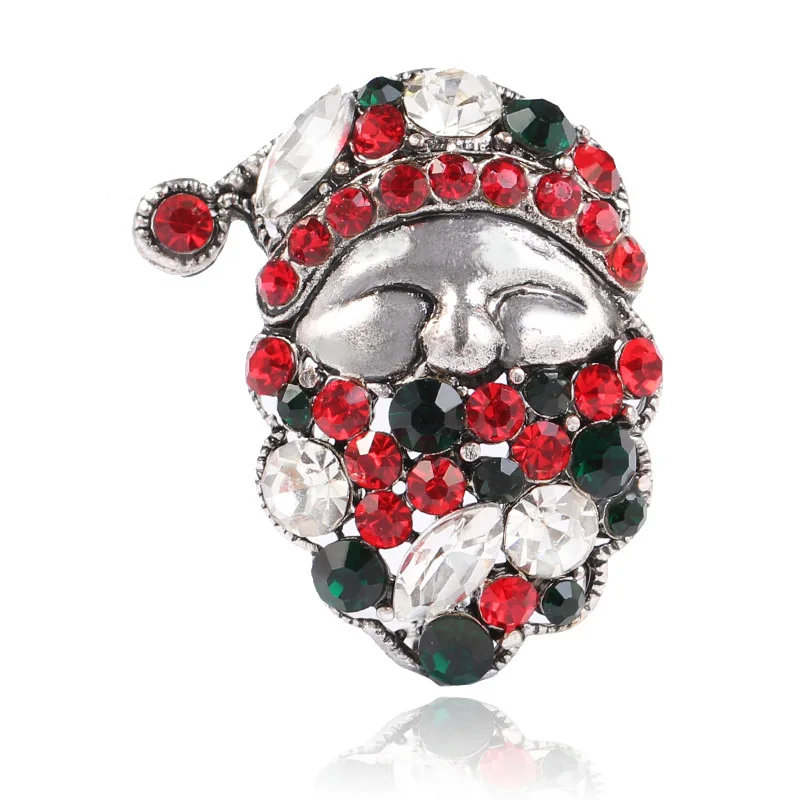 100 шт./лот модная брошь в виде Санта Клауса со стразами для рождественских