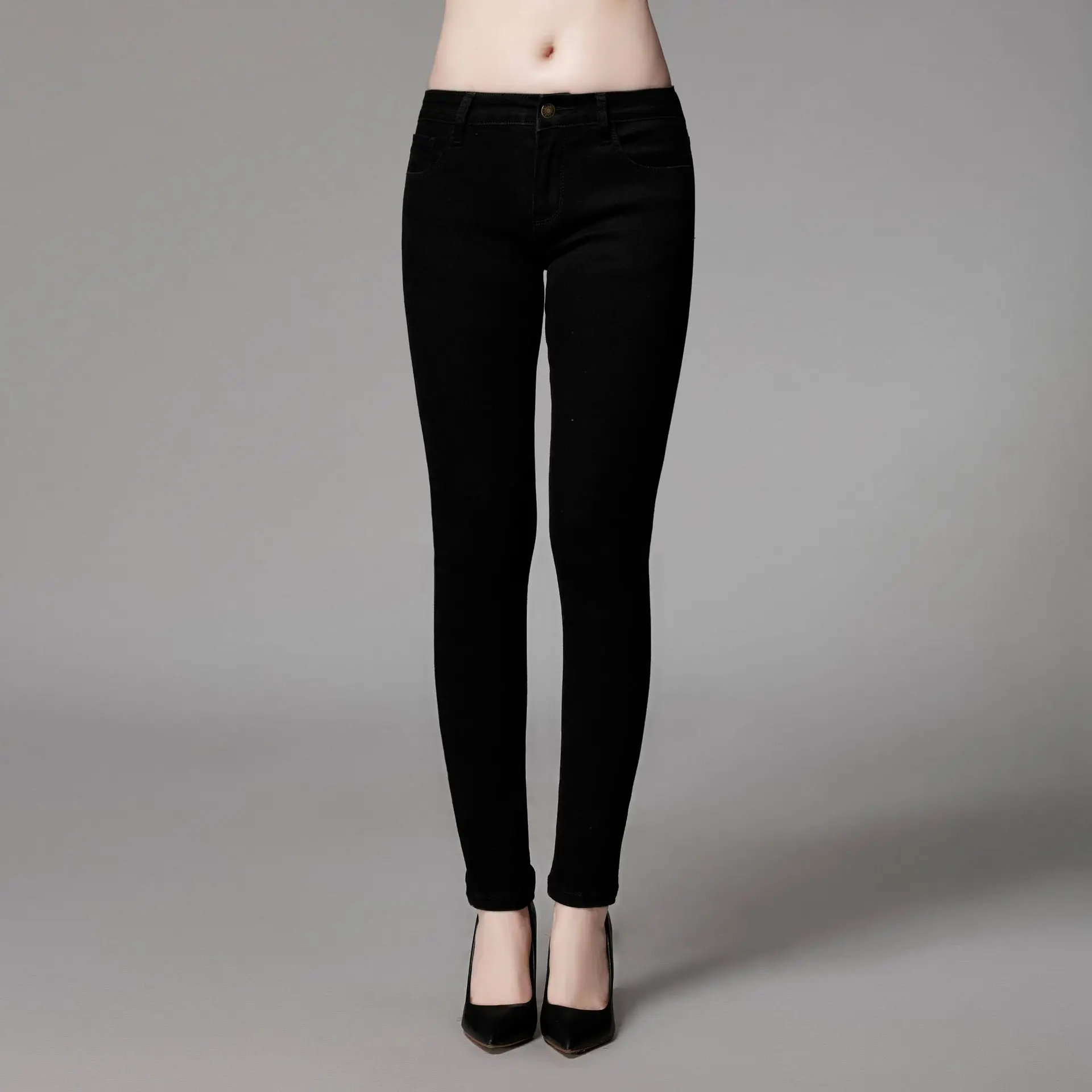 

L To 8XL Plus Size Jeans Korean Style Fleece Warm Winter Jeans Women Trousers Denim Pencil Pants T52026