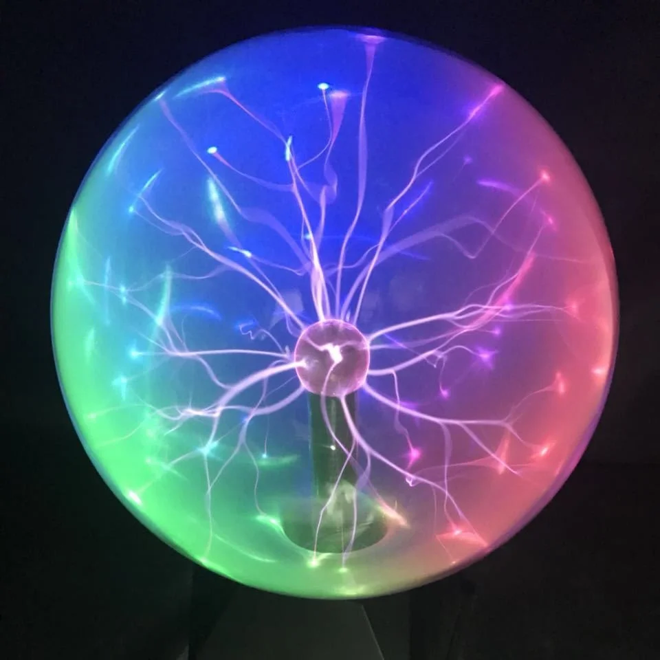 3-Color Light 8 Inch Магический плазменный стеклянный шар настольная лампа сенсорный звуковой чувствительный Сфера Lightning домашний декор научный ночник украшение для детской комнаты - Цвет: 3-Color Light 8 Inch