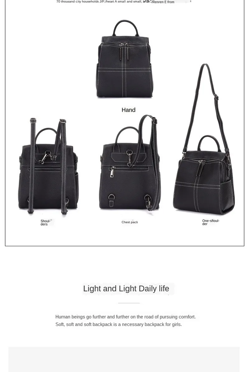 

Free shipping women 2020 new female bag calf leather backpack female backpack new fashion leather bag student school bag female