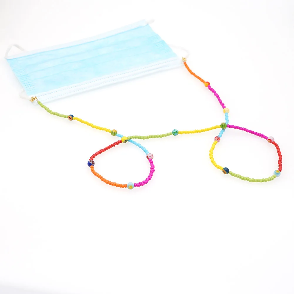 

Women Handmade Colorful Beads Chain Face Mask Chain Necklace Strap Non-slip Mask Holder Cord Neck Chain for Women Jewelry