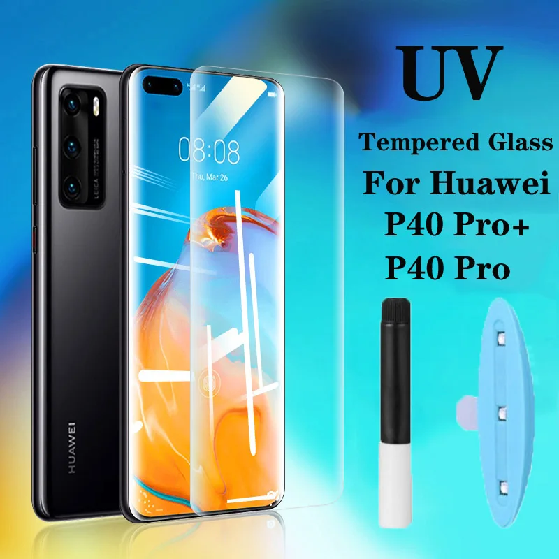 Жидкое УФ стекло с полной проклейкой для Huawei P40 P30 P20 Mate 30 20 Pro lite Защитная пленка
