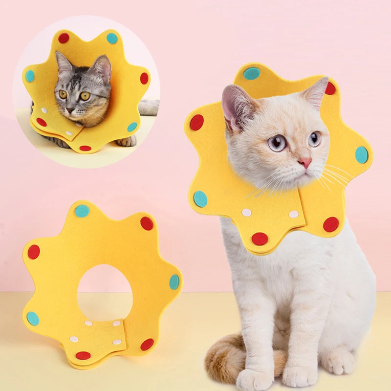

Cat Recovery Collar Wound Healing Protection Elizabethan Collar Soft Silicone Anti-Bite Colorful cute Pets Collar High Quality