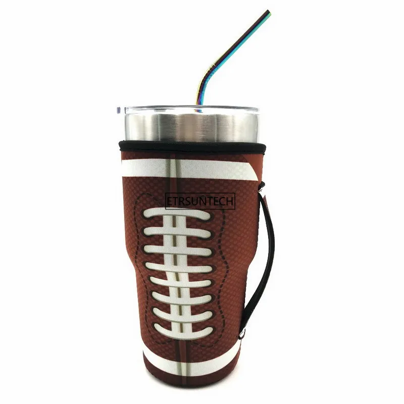 Football 3 шт. Леопардовый принт Радуга Подсолнух русалка крышка бутылки воды Неопреновый Изолированный рукав сумка чехол для 30 унций стакан - Цвет: Football