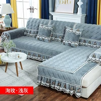 gray luxury thick plush sofa cover pillowcase non slip cushion soft warm sofa towel slipcover lace sofa set for living room b2