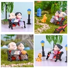 Романтические парные фигурки милые влюбленные свадебные куклы ПВХ сказочное кресло бабушка дедушка садовые миниатюрные украшения Декор бонсай