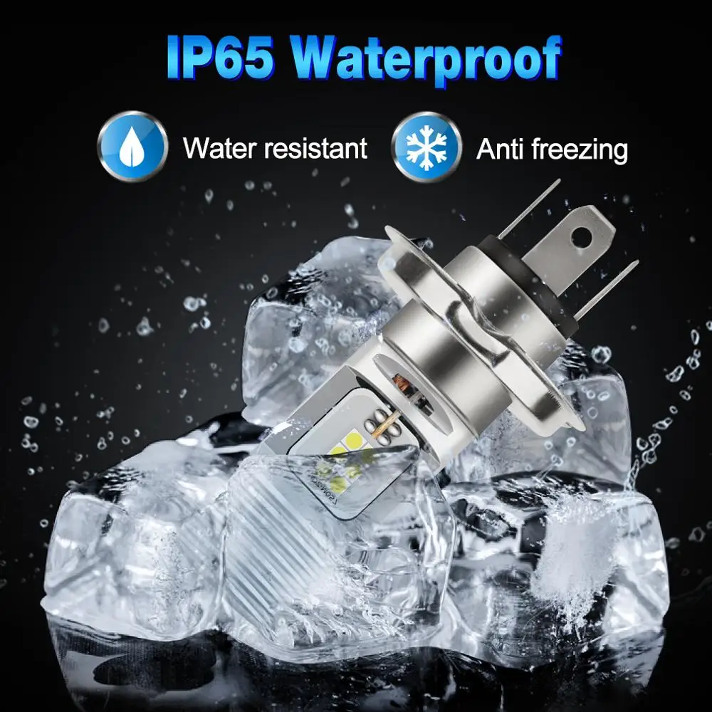 

1pcs H4 LED Motorcycle Headlight Bulb HS1 P15D Led Moto Bulbs 1200lm Super Bright White 6000K Hi/Lo Beam Light Motorbike Head La