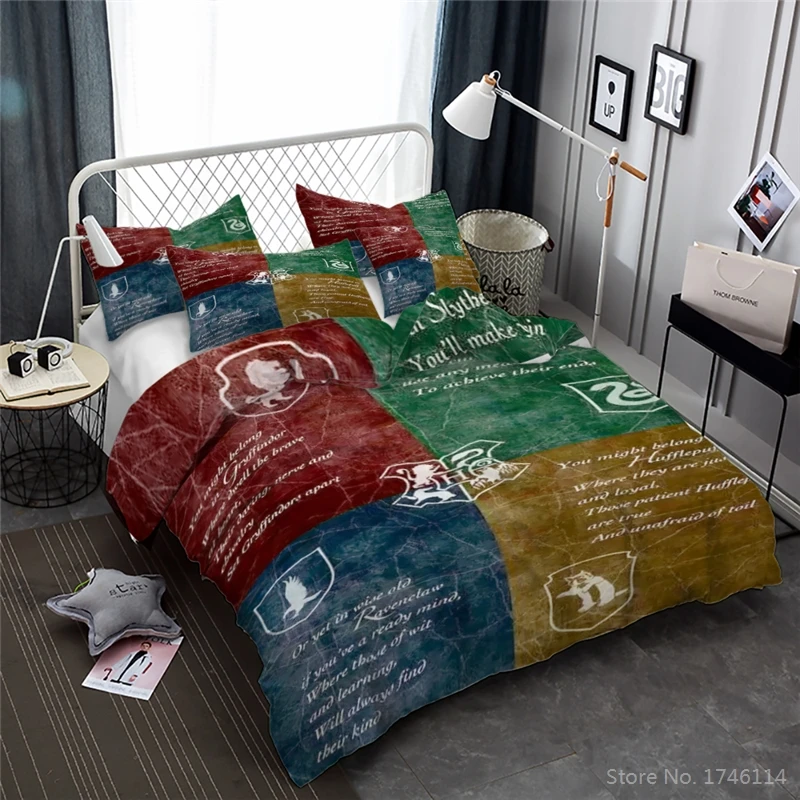 

Classic Potter Novel Film 3D Cartoon Printed Duvet Cover Set Twin Full Queen King Size Bedding Set Bed Linens for Boys and Girls