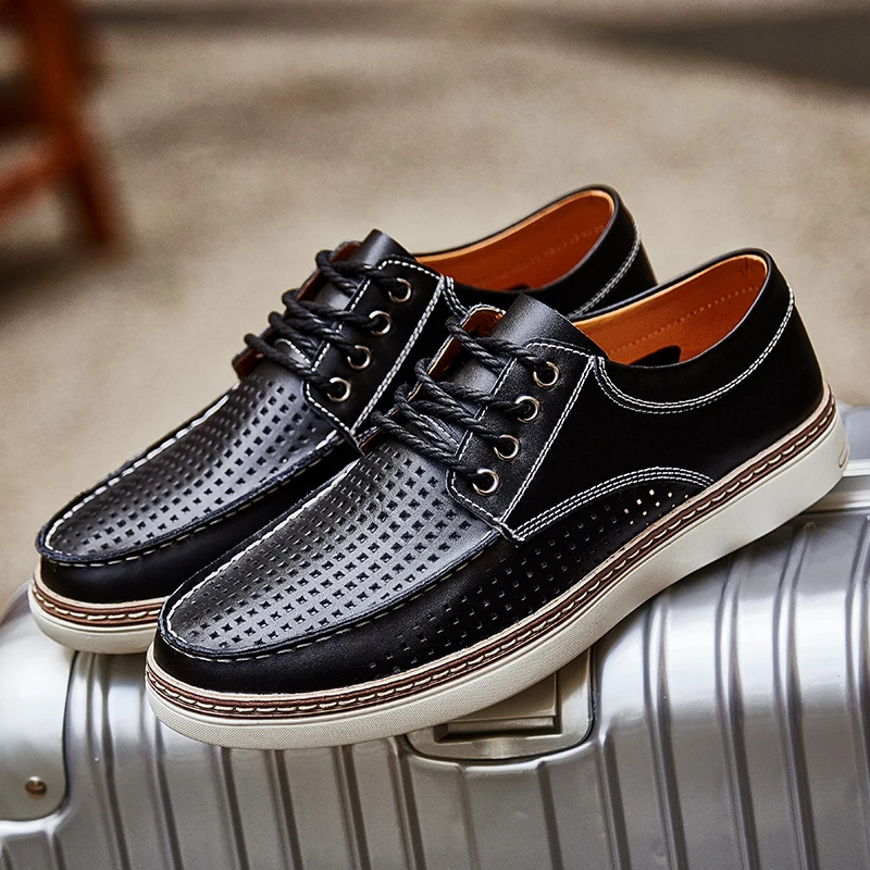 Туфли мужские классические из натуральной кожи дышащие на шнуровке Повседневная