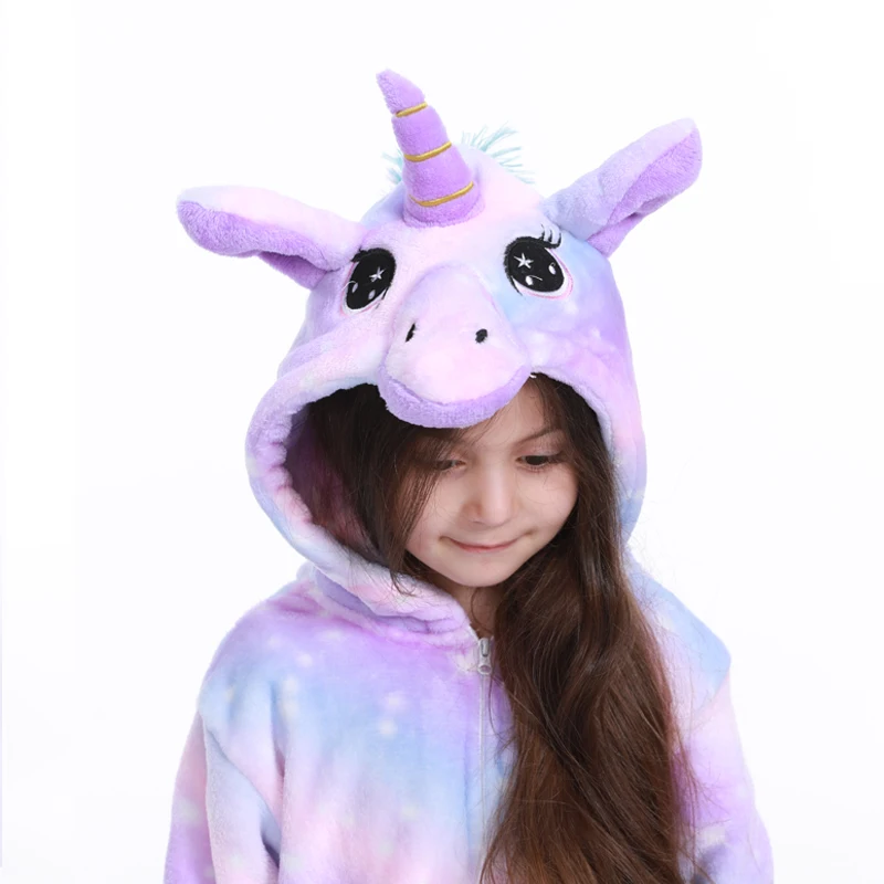 Пижама кигуруми Единорог для детей пижамы девочек одежда сна мальчиков зимняя с