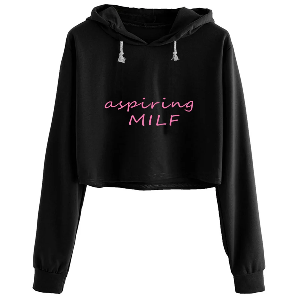 

Aspiring Milf Aspiring Milf Funny Summer Crop Hoodies Women Grunge Harajuku Anime Emo Pullover For Girls
