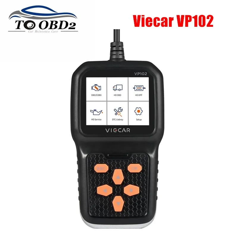 

Автомобильный диагностический инструмент Viecar VP102, OBD2 считыватель кодов для автомобилей/грузовиков, 2 в 1, для тяжелых грузовиков, VP 102, поддержка 11 протоколов