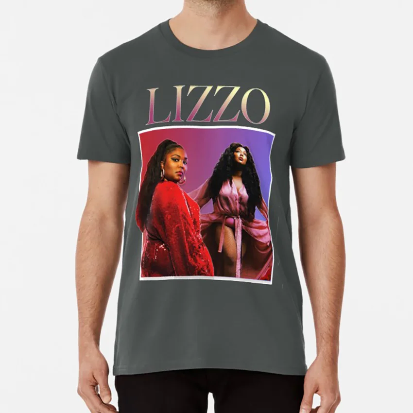 Темно-серый Футболка Lizzo 90's, футболка lizzo cuz i love yoou lizzobangers lizzo merch, футболка 90 s, футболка с отворотом 90s - Цвет: Темно-серый