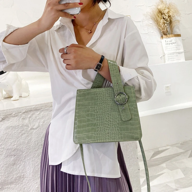 

Square Bag 2021 Fashion New Quality PU Leather Women's Handbag Crocodile Pattern Chain Shoulder Messenger Bags