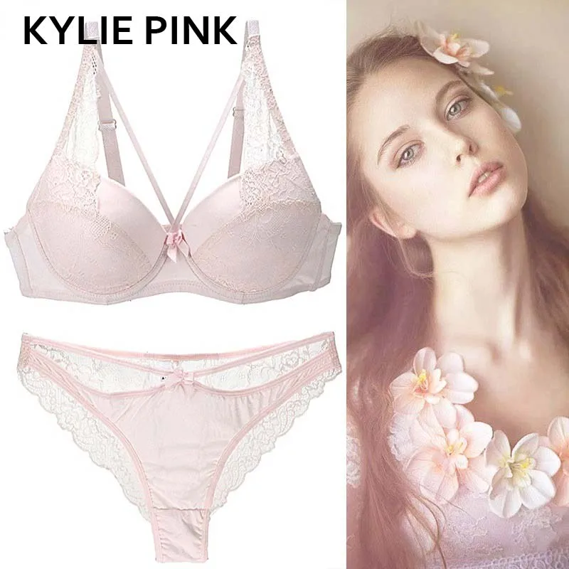 Бренд KYLIE, розовые Роскошные бюстгальтеры, трусики, комплекты нижнего белья, размер UK/US, сексуальный кружевной бюстгальтер с эффектом пуш-ап, нижнее белье, бюстгальтер для девочек