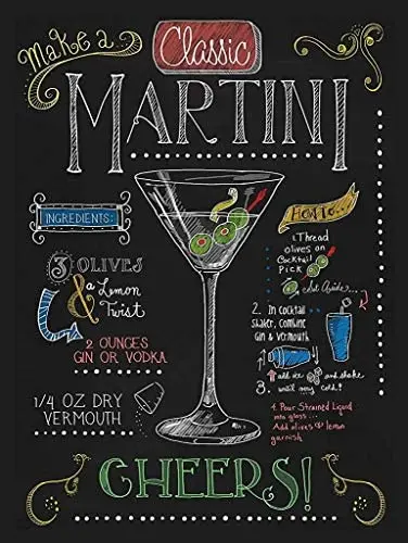 

Martini Cheers! Metal Tin Sign Retro Wall Decor Signs 8x12 inch