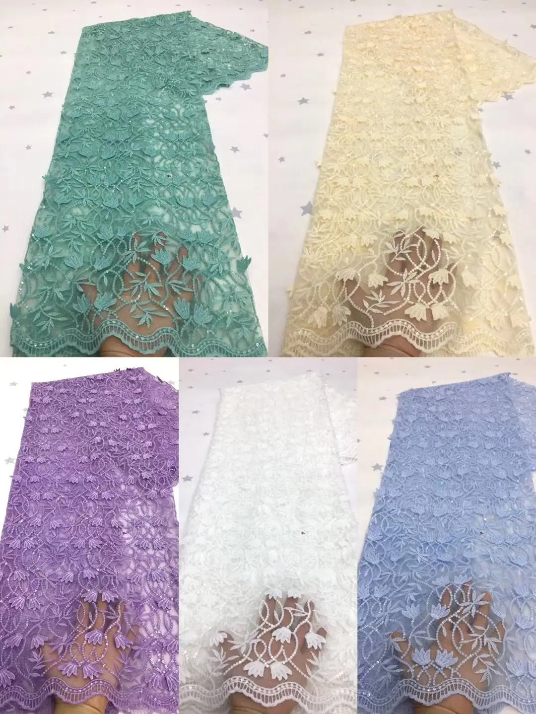 

African Lace Fabric 2021 High Quality Nigerian Sequins Embroidery Tulle Lace Sequence French Net Wedding Lace Fabric