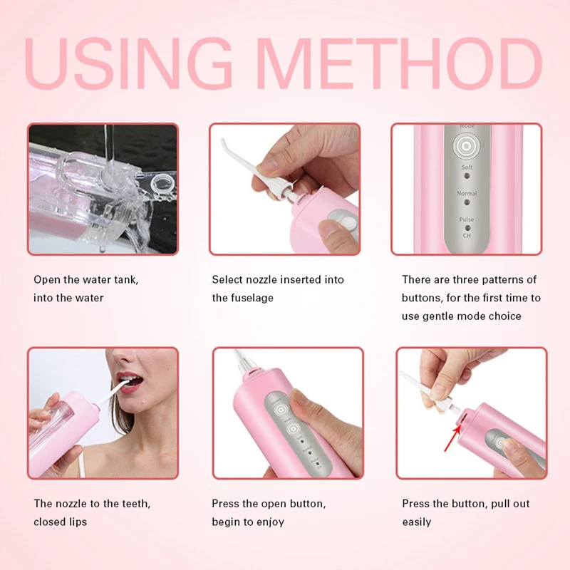 

Electric Oral Irrigator Usb Rechargeable Water Line 220ML Waterproof Scaler