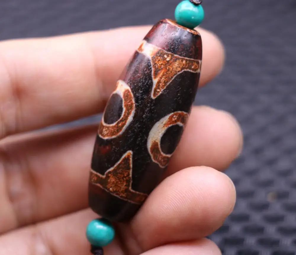 Сокровище волшебная сила Тибетский Старый Агат зуб тигра 3 глаза большие бусины