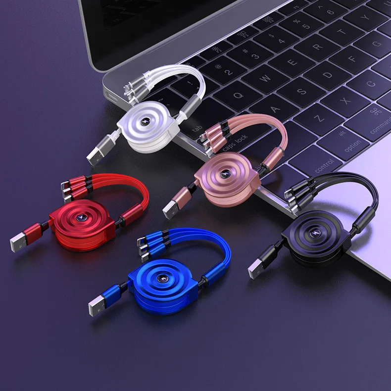 

3A 3 In 1 USB To Type-C/Micro USB/8 Pin Cable For iPhone12 XS X XR 1m Fast Charging Charger Kable Cord For Samsung Xiaomi