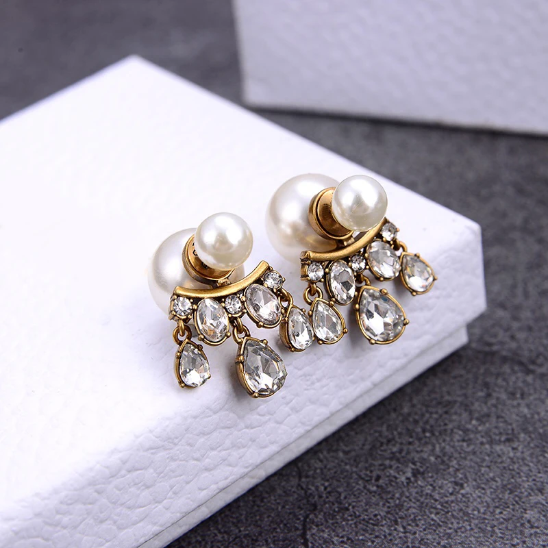 

2021 new pearl earrings for women drop-shaped zircon elegant charm luxury fashion date wear holiday gift