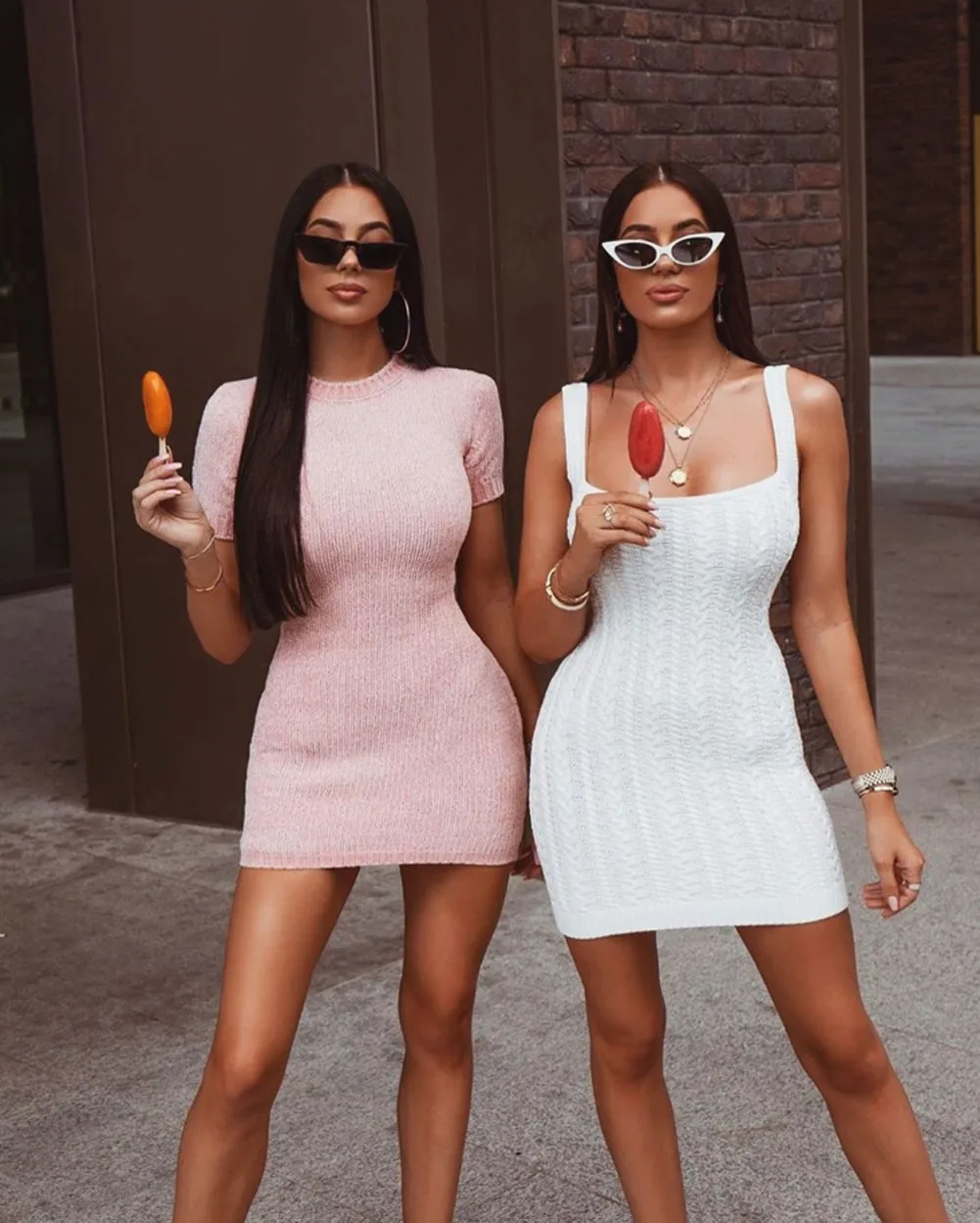 

2020 Fashion Womens Knit Round Neck Bodycon Mini Dress Summer Party Beach Sleeveless Pure Color Knitted Sundress Crochet Dress