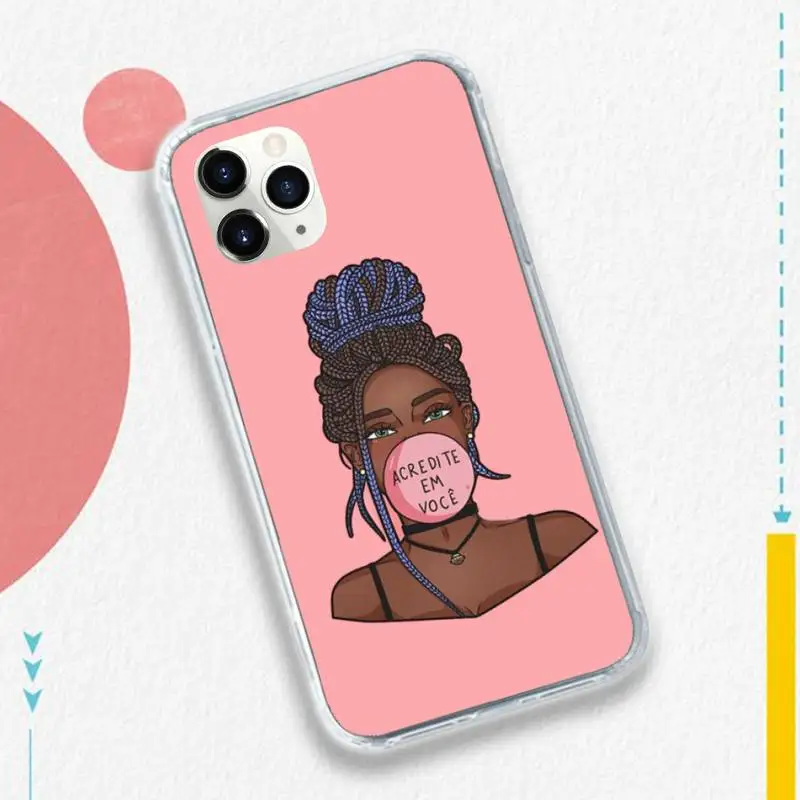 

Personalized MELANIN POPPIN Black Girl Phone Case for iPhone 11 12 pro XS MAX 8 7 6 6S Plus X 5S SE 2020 XR