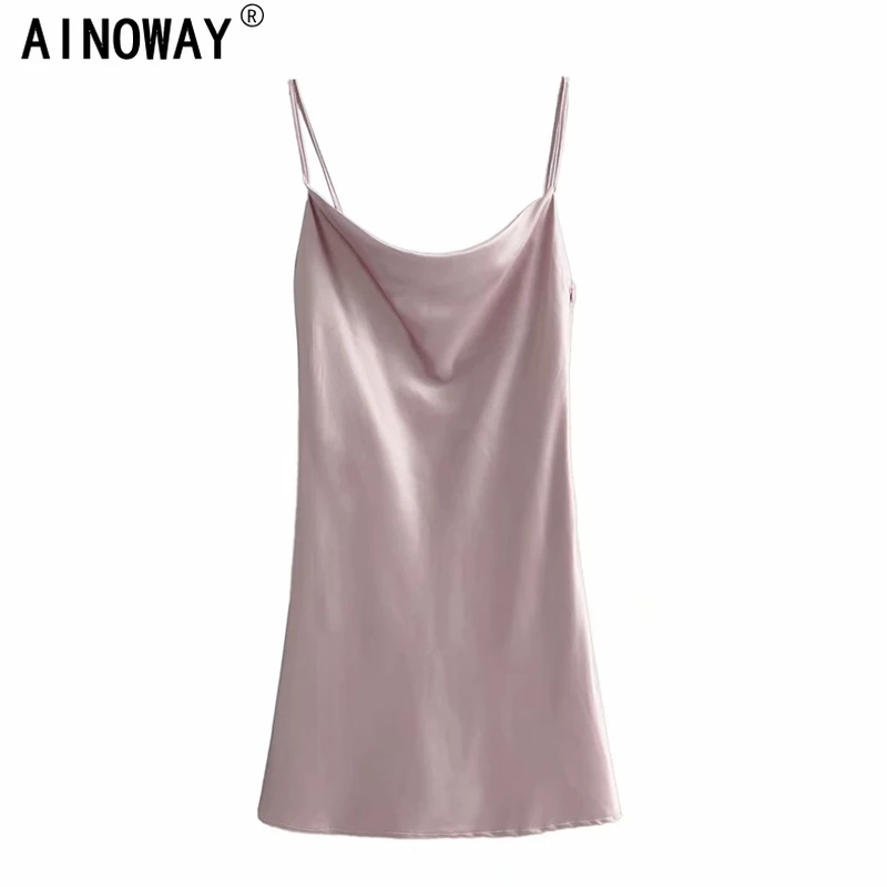 Vintage chic women sleeveless beach strapless mini dresses Ladies Summer satin happie dress vestidos