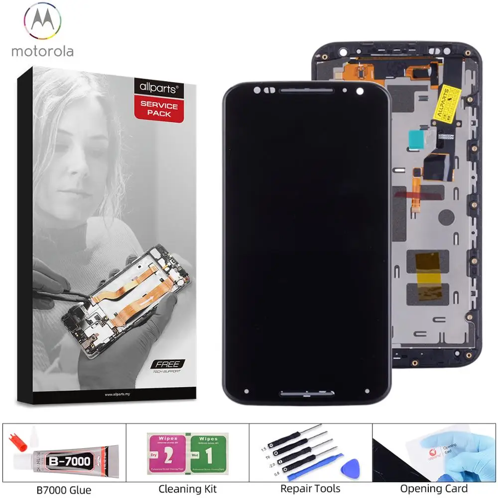 AMOLED Дисплей для Motorola Moto X2 LCD в сборе с тачскрином на рамке черный белый