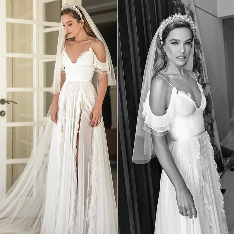 As Picture Eightree Vestido de noiva шифоновое свадебное платье на бретельках свадебное платье es свадебное платье длиной до пола robe de soiree - Цвет: As Picture