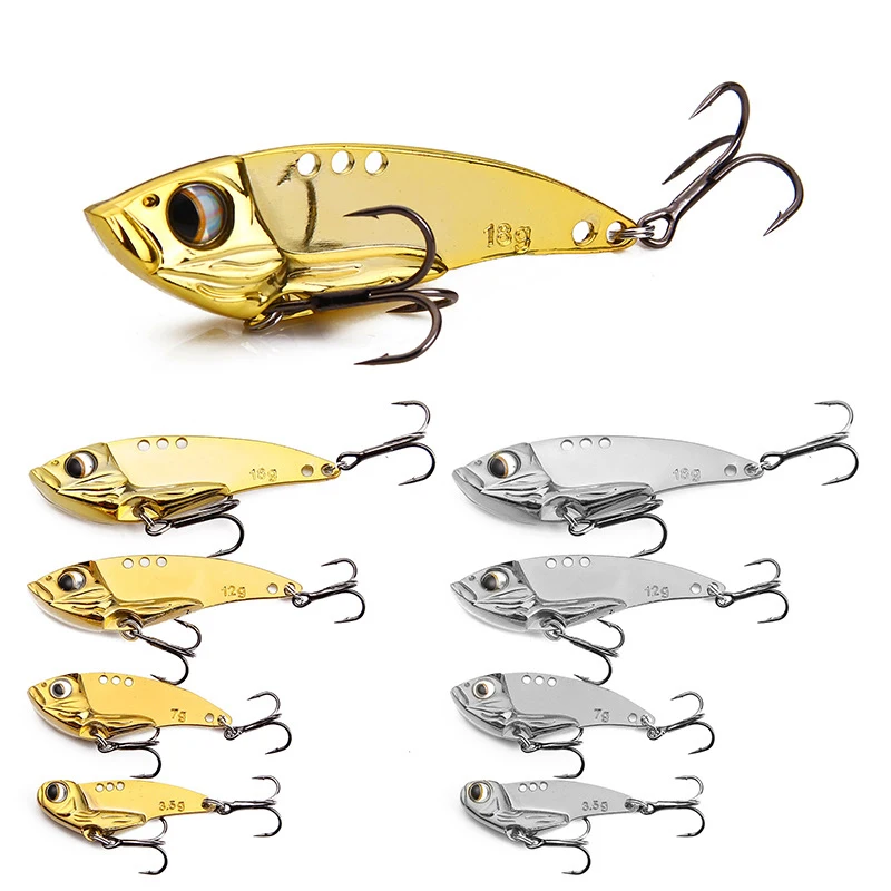 

3.5/7/12/18g 3D Eyes Gold Silver Metal Vib Blade Lure Sinking Vibration Baits Artificial Vibe for Bass Pike Perch Fishing