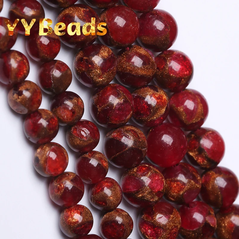 

Natural Dark Red Cloisonne Stone Beads 4 6 8 10 12mm Round Loose Charm Beads For Jewelry Making DIY Bracelets Women Necklaces