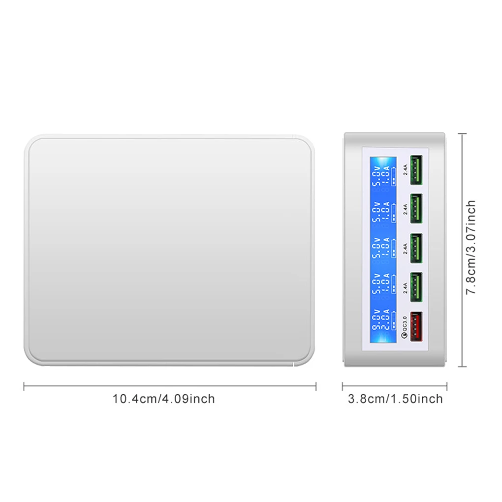 

5-Port USB Smart Phone Charger Power Adapter Desktop Charging Station LCD Display USB Socket Fast Charger