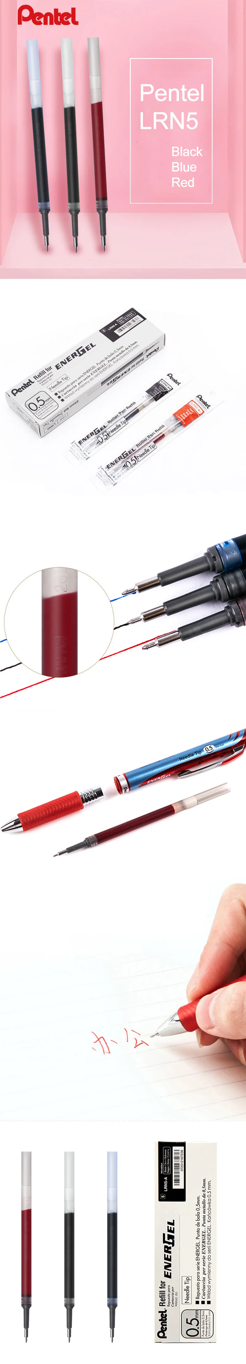 1 шт. Pentel Energy Gel X игла для заправки наконечника LRN5 гелевые чернила заправка подходит для BLN75/105 0,5 мм черный/синий/красный