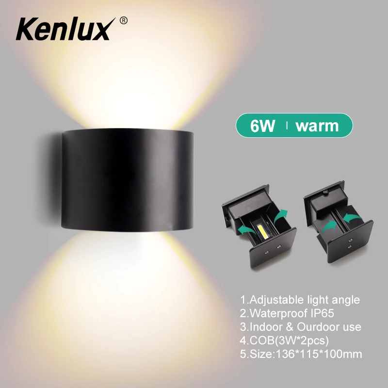 Регулируемый Настенный светодиодный светильник Kenlux уличная Водонепроницаемая