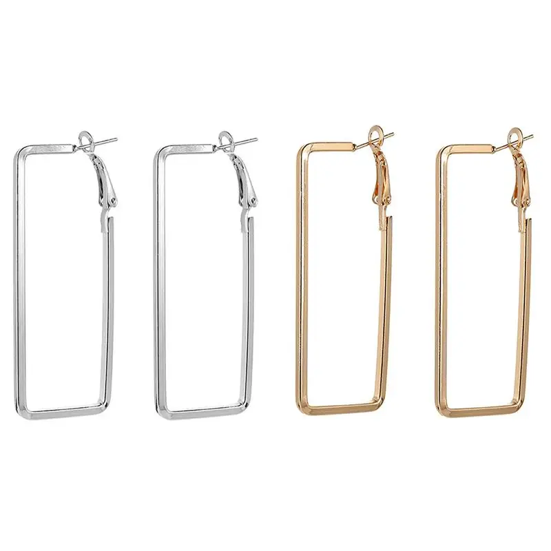 

Punk Hoop Earrings Set Big Square Earrings Jewelry For Women Girls Steampunk Ear Clip Punk Style Earring Ear Ring