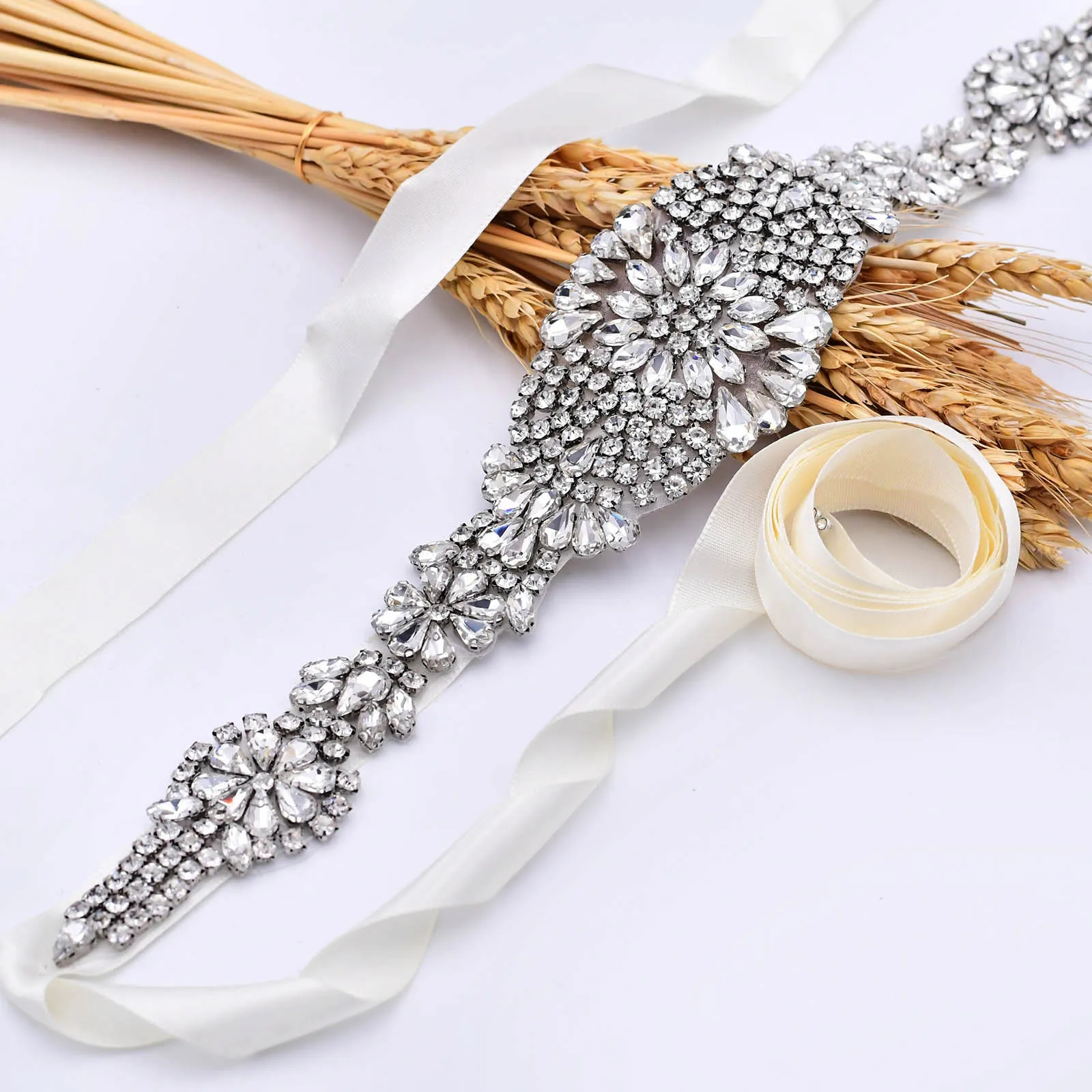 

AMORARSI S123-S Pearl and Rhinestones Wedding Belt Bridal Accessories with Diamond Belts for Women Prom Evening Dresses Hot Sale