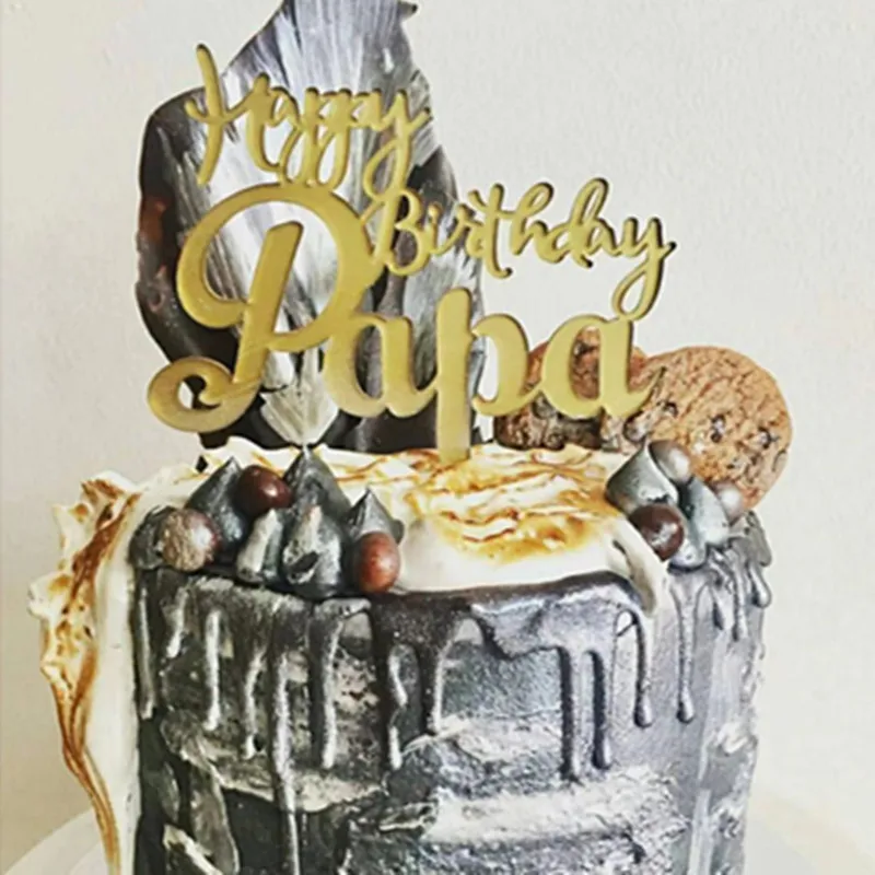 

Acrylic Dad Papa Happy Birthday Cake Topper Father's Day Daddy Birthday Party Cake Decorations Baking Accessories Party Favors