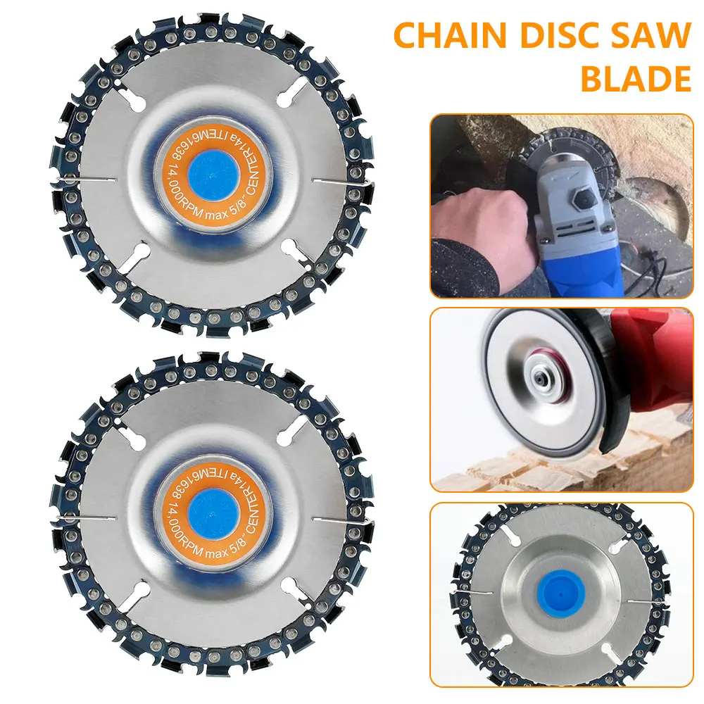 

2pcs Saw blades Wood Carving Disc 22-Teeth Steel Chainsaw 4 Inches Angle Grinder Disc Woodworking Chain Discs Cutting Tool