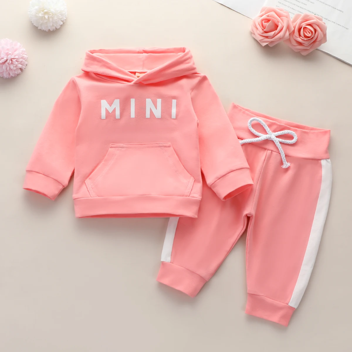 Ropa deportiva para ni&ntilde;os peque&ntilde;os, conjunto de ropa de algod&oacute;n 100%, camiseta de manga larga con capucha y Kit de pantalones de estilo deportivo, primavera y oto&ntilde;o-1