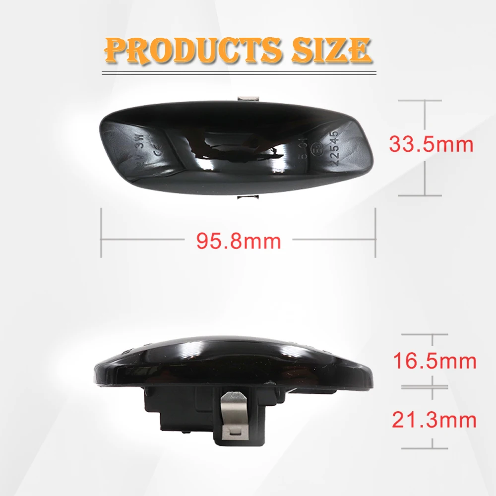 

2Pcs Dynamic LED Side Marker Turn Signal Lights For Peugeot 207 308 3008 5008 RCZ Partner Repeater Indicator Lamp