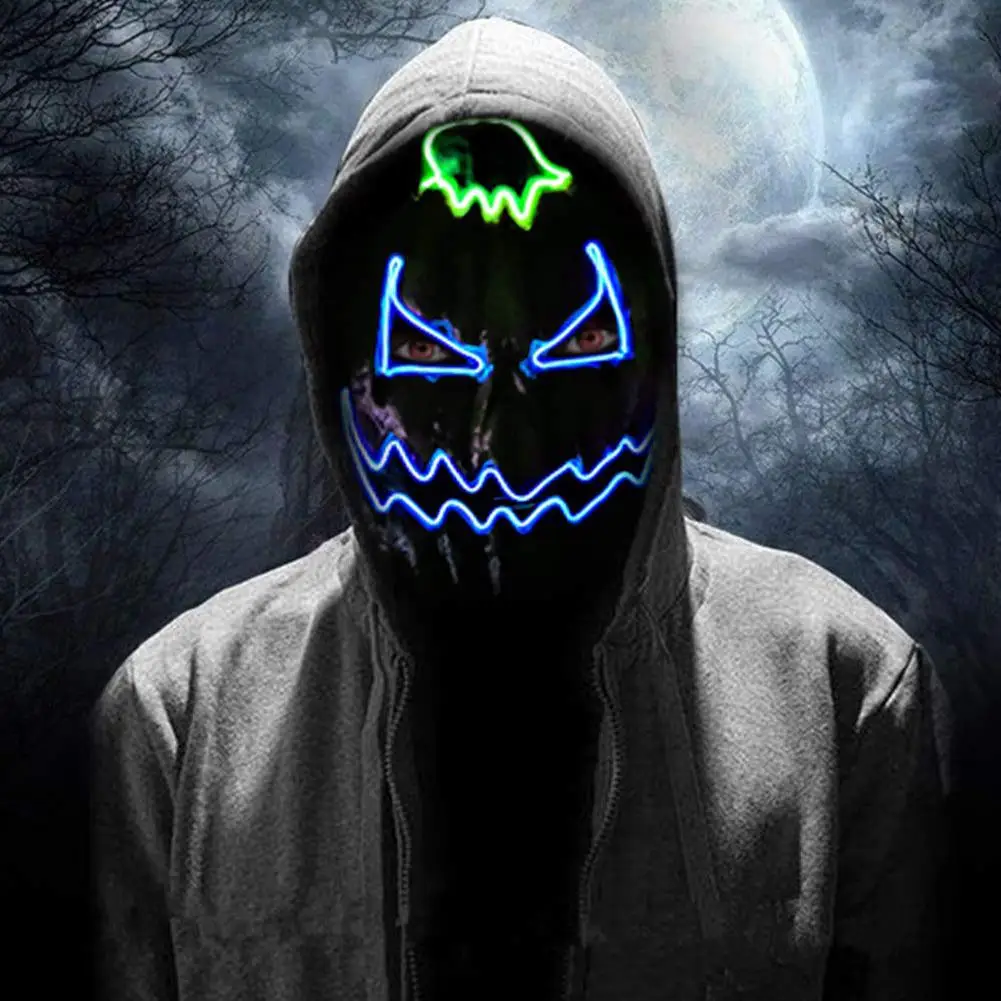 Новинка светодиодный маскарадный костюм для Хэллоуина светящаяся маска в форме